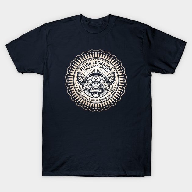 Flying Luchador Bridge Bat Beer T-Shirt by ChetArt